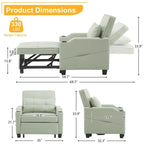 Fauteuil de couchage convertible 3-en-1 en lin – Vert grisâtre / Bleu-gris / Gris / Noir, Réglable, 1 place