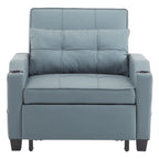 Fauteuil de couchage convertible 3-en-1 en lin – Vert grisâtre / Bleu-gris / Gris / Noir, Réglable, 1 place