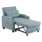 Fauteuil de couchage convertible 3-en-1 en lin – Vert grisâtre / Bleu-gris / Gris / Noir, Réglable, 1 place