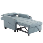 Fauteuil de couchage convertible 3-en-1 en lin – Vert grisâtre / Bleu-gris / Gris / Noir, Réglable, 1 place