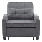 Fauteuil de couchage convertible 3-en-1 en lin – Vert grisâtre / Bleu-gris / Gris / Noir, Réglable, 1 place