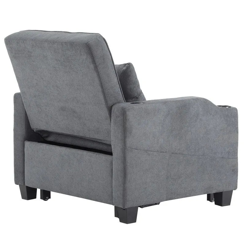 Fauteuil de couchage convertible 3-en-1 en lin – Vert grisâtre / Bleu-gris / Gris / Noir, Réglable, 1 place