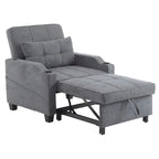 Fauteuil de couchage convertible 3-en-1 en lin – Vert grisâtre / Bleu-gris / Gris / Noir, Réglable, 1 place