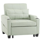 Fauteuil de couchage convertible 3-en-1 en lin – Vert grisâtre / Bleu-gris / Gris / Noir, Réglable, 1 place