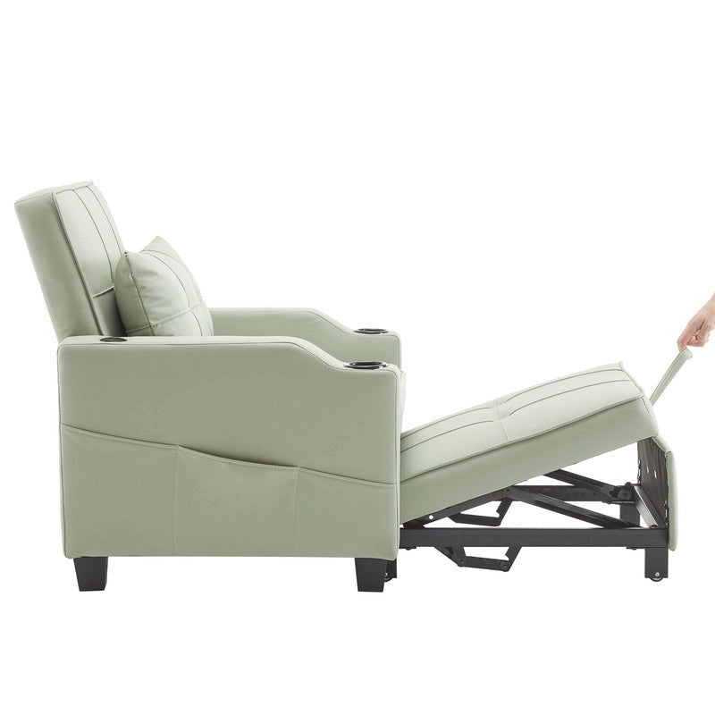 Fauteuil de couchage convertible 3-en-1 en lin – Vert grisâtre / Bleu-gris / Gris / Noir, Réglable, 1 place