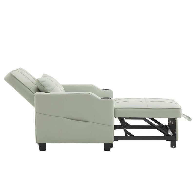 Fauteuil de couchage convertible 3-en-1 en lin – Vert grisâtre / Bleu-gris / Gris / Noir, Réglable, 1 place