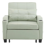Fauteuil de couchage convertible 3-en-1 en lin – Vert grisâtre / Bleu-gris / Gris / Noir, Réglable, 1 place