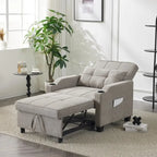 Fauteuil de couchage convertible 3-en-1 en lin – Vert grisâtre / Bleu-gris / Gris / Noir, Réglable, 1 place