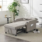 Fauteuil de couchage convertible 3-en-1 en lin – Vert grisâtre / Bleu-gris / Gris / Noir, Réglable, 1 place