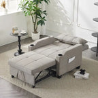 Fauteuil de couchage convertible 3-en-1 en lin – Vert grisâtre / Bleu-gris / Gris / Noir, Réglable, 1 place