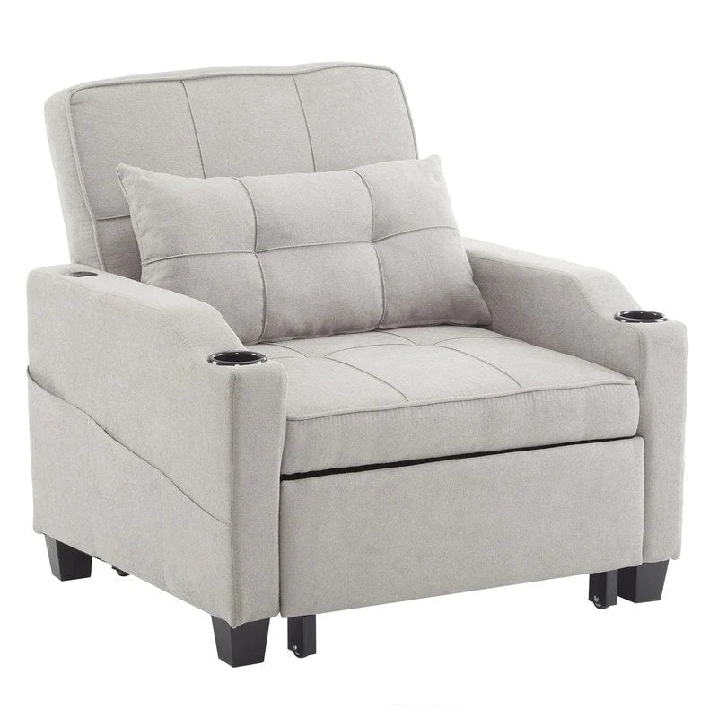 Fauteuil de couchage convertible 3-en-1 en lin – Vert grisâtre / Bleu-gris / Gris / Noir, Réglable, 1 place