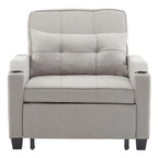 Fauteuil de couchage convertible 3-en-1 en lin – Vert grisâtre / Bleu-gris / Gris / Noir, Réglable, 1 place