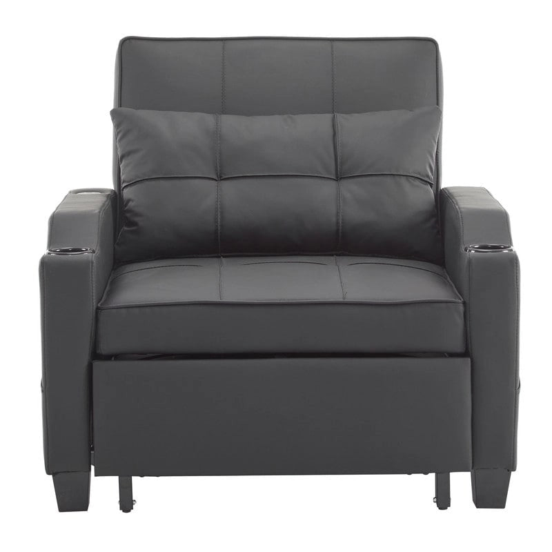 Fauteuil de couchage convertible 3-en-1 en lin – Vert grisâtre / Bleu-gris / Gris / Noir, Réglable, 1 place