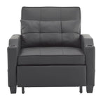Fauteuil de couchage convertible 3-en-1 en lin – Vert grisâtre / Bleu-gris / Gris / Noir, Réglable, 1 place