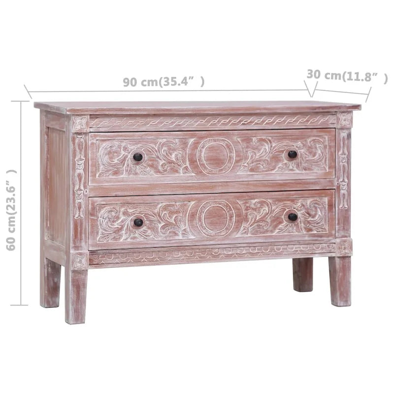 Buffet en Acajou Massif 2 Tiroirs – Marron, Style Mid-Century