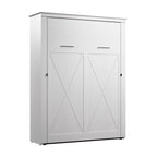 Lit escamotable Queen Murphy avec accents motif X – Chêne blanc pur / Chêne blanc lin, double piston, 2 couchages
