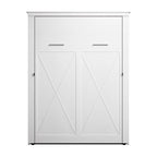 Lit escamotable Queen Murphy avec accents motif X – Chêne blanc pur / Chêne blanc lin, double piston, 2 couchages