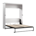 Lit escamotable Queen Murphy avec accents motif X – Chêne blanc pur / Chêne blanc lin, double piston, 2 couchages