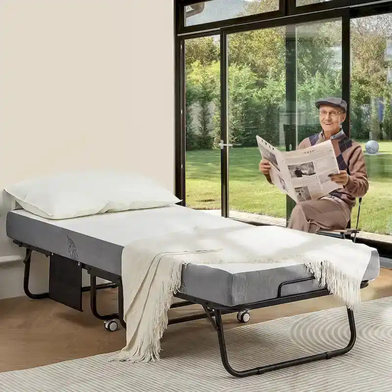 Lit d'appoint pliant avec matelas à mémoire de forme – Lit simple / Lit simple XL, Pliant, 1 couchage