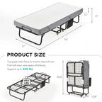 Lit d'appoint pliant avec matelas à mémoire de forme – Lit simple / Lit simple XL, Pliant, 1 couchage