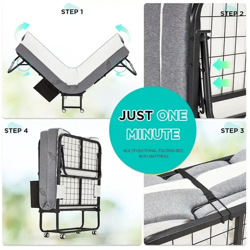Lit d'appoint pliant avec matelas à mémoire de forme – Lit simple / Lit simple XL, Pliant, 1 couchage