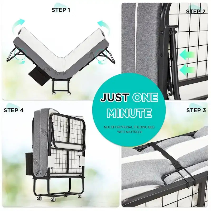 Lit d'appoint pliant avec matelas à mémoire de forme – Lit simple / Lit simple XL, Pliant, 1 couchage