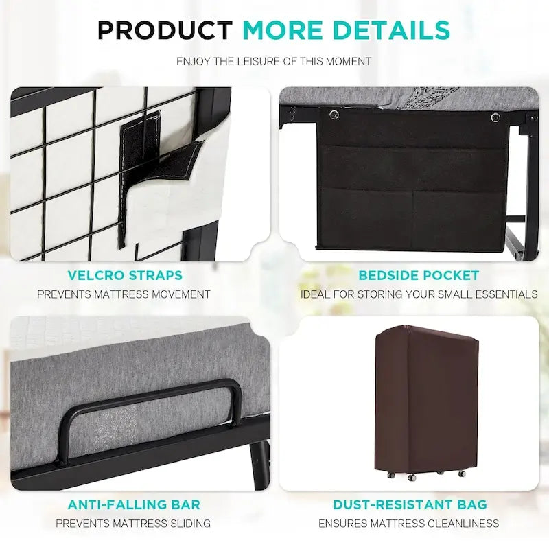 Lit d'appoint pliant avec matelas à mémoire de forme – Lit simple / Lit simple XL, Pliant, 1 couchage