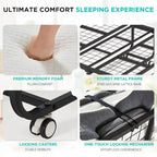 Lit d'appoint pliant avec matelas à mémoire de forme – Lit simple / Lit simple XL, Pliant, 1 couchage