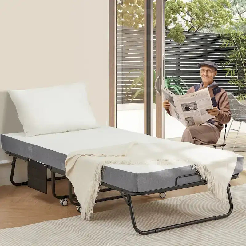 Lit d'appoint pliant avec matelas à mémoire de forme – Lit simple / Lit simple XL, Pliant, 1 couchage