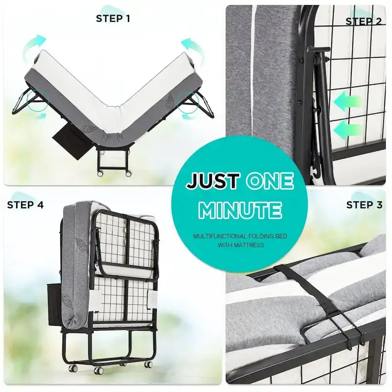 Lit d'appoint pliant avec matelas à mémoire de forme – Lit simple / Lit simple XL, Pliant, 1 couchage