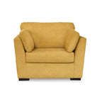 Fauteuil d'appoint surdimensionné en velours – Tournesol écorce/Bleu sarcelle, accoudoirs droits, 1 place
