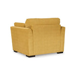 Fauteuil d'appoint surdimensionné en velours – Tournesol écorce/Bleu sarcelle, accoudoirs droits, 1 place