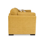Fauteuil d'appoint surdimensionné en velours – Tournesol écorce/Bleu sarcelle, accoudoirs droits, 1 place
