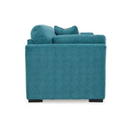 Fauteuil d'appoint surdimensionné en velours – Tournesol écorce/Bleu sarcelle, accoudoirs droits, 1 place