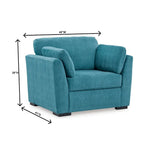 Fauteuil d'appoint surdimensionné en velours – Tournesol écorce/Bleu sarcelle, accoudoirs droits, 1 place