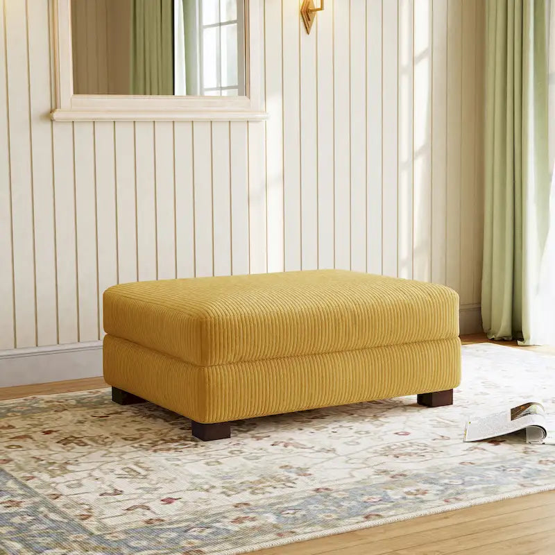 Pouf géant en velours côtelé – Orange / Vert / Beige / Gris, Carré, 2 places