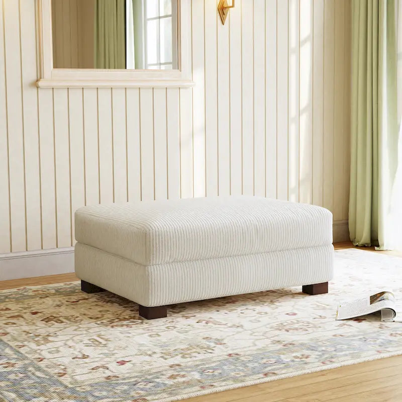 Pouf géant en velours côtelé – Orange / Vert / Beige / Gris, Carré, 2 places