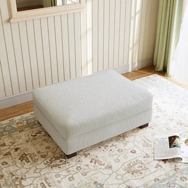 Pouf géant en velours côtelé – Orange / Vert / Beige / Gris, Carré, 2 places