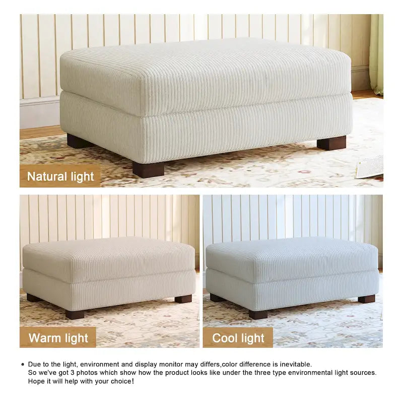 Pouf géant en velours côtelé – Orange / Vert / Beige / Gris, Carré, 2 places