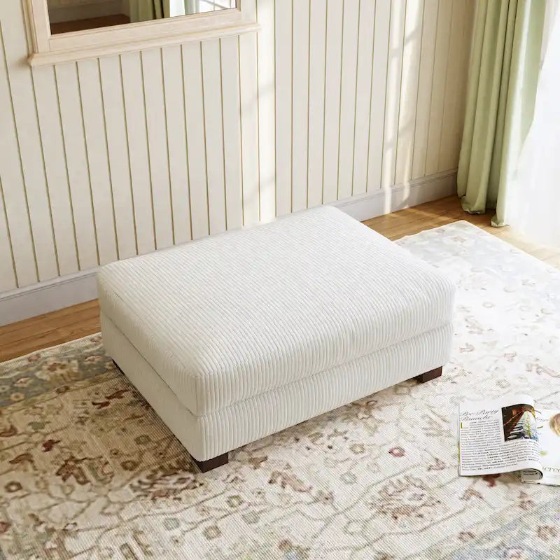 Pouf géant en velours côtelé – Orange / Vert / Beige / Gris, Carré, 2 places