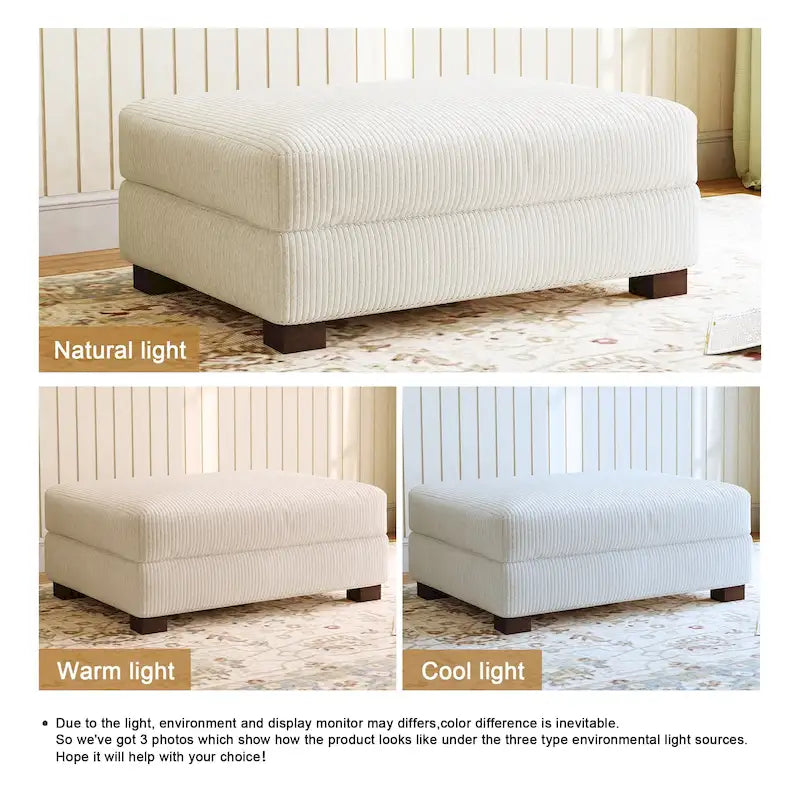 Pouf géant en velours côtelé – Orange / Vert / Beige / Gris, Carré, 2 places