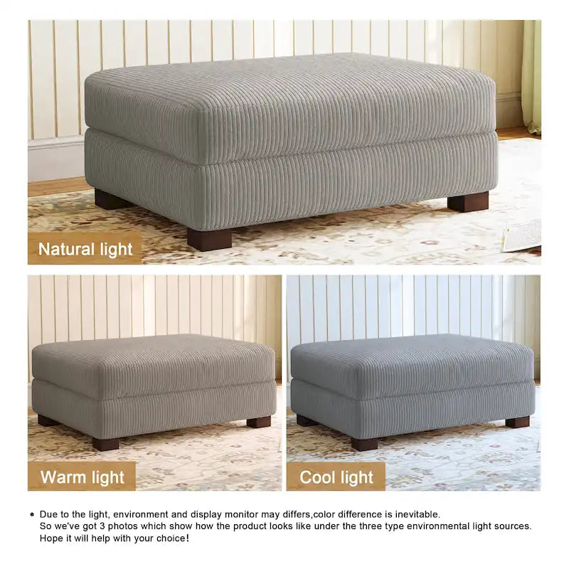 Pouf géant en velours côtelé – Orange / Vert / Beige / Gris, Carré, 2 places