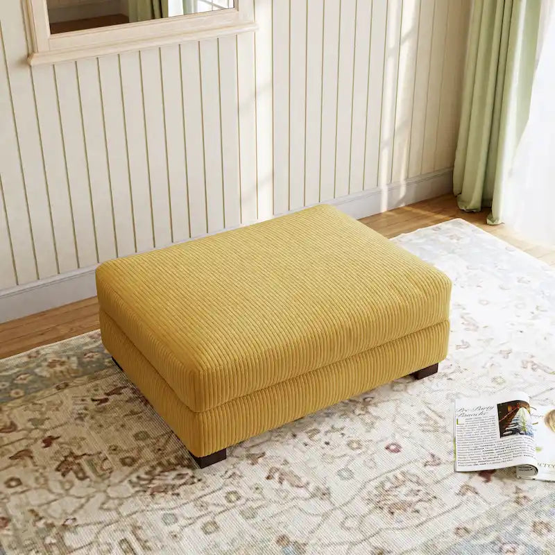 Pouf géant en velours côtelé – Orange / Vert / Beige / Gris, Carré, 2 places