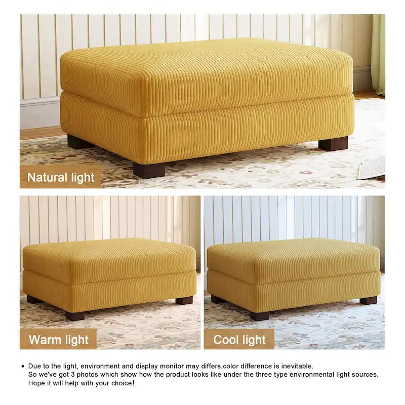 Pouf géant en velours côtelé – Orange / Vert / Beige / Gris, Carré, 2 places