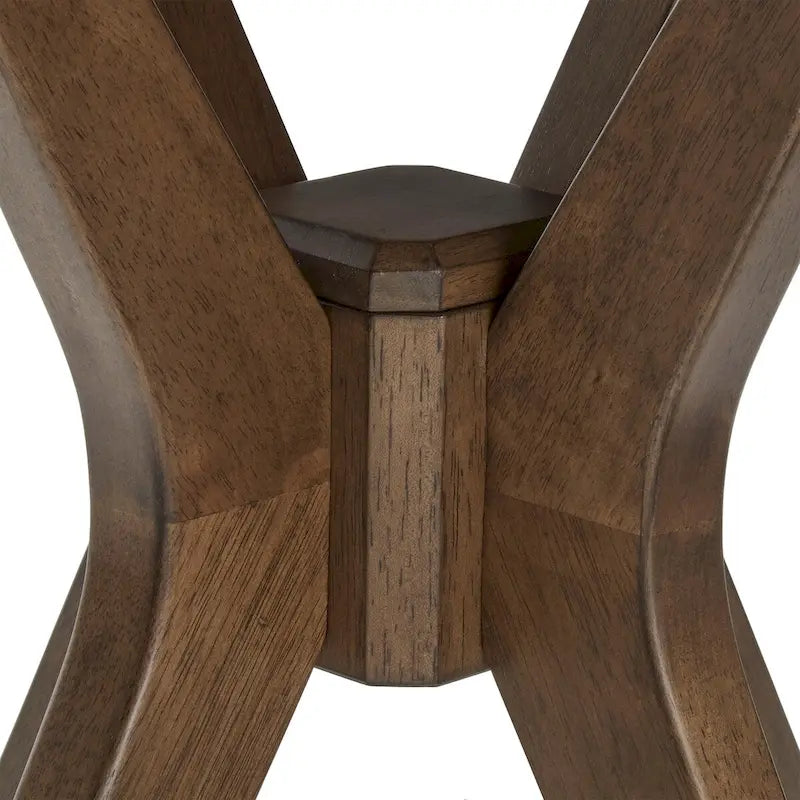 Table d'appoint ronde de style mid-century – Noyer, pieds inclinés, 1 place