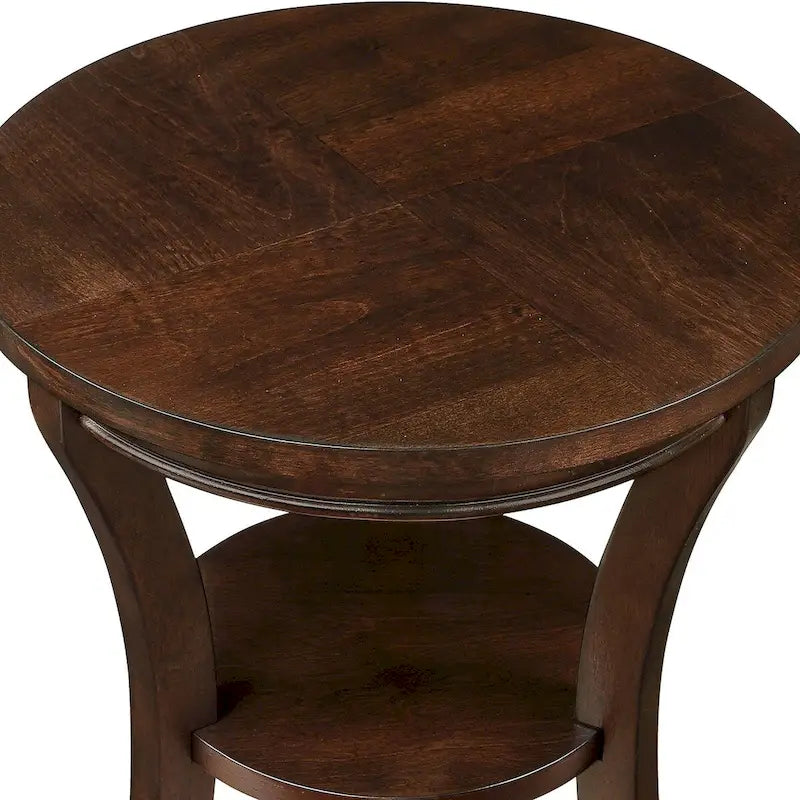 Table d'appoint ronde en bois avec étagère ouverte – Expresso, 2 niveaux, pour 1 personne