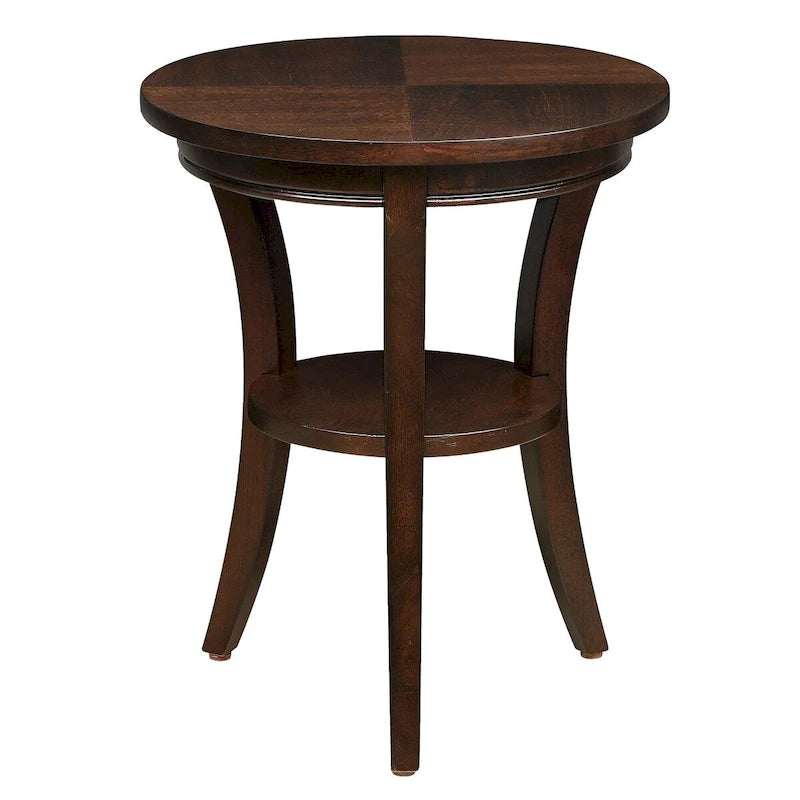 Table d'appoint ronde en bois avec étagère ouverte – Expresso, 2 niveaux, pour 1 personne