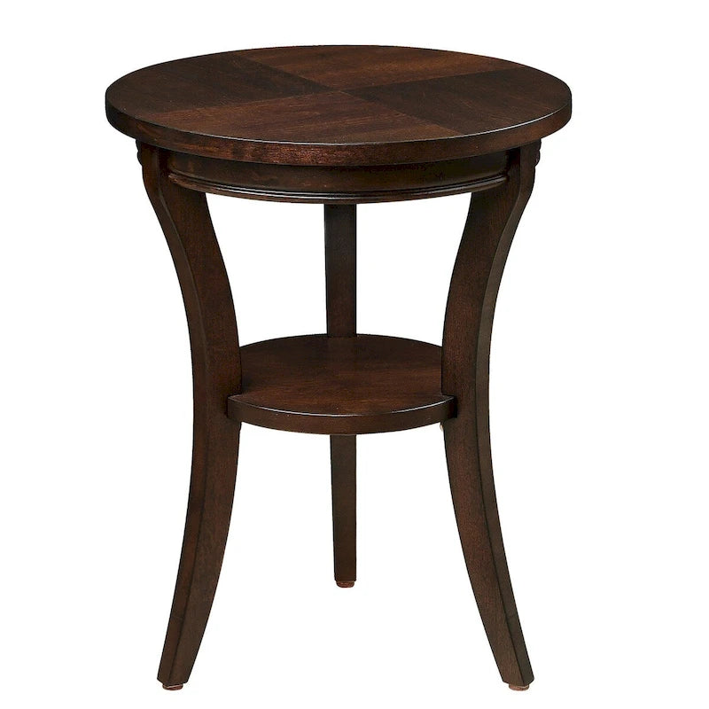 Table d'appoint ronde en bois avec étagère ouverte – Expresso, 2 niveaux, pour 1 personne