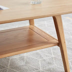 Table basse nordique 2 niveaux en chêne massif – Naturel, pieds coniques, 2 à 4 places