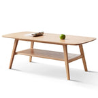 Table basse nordique 2 niveaux en chêne massif – Naturel, pieds coniques, 2 à 4 places